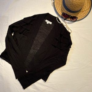 Calvin Klein Black Cardigan with Ruffle Detail Sz S